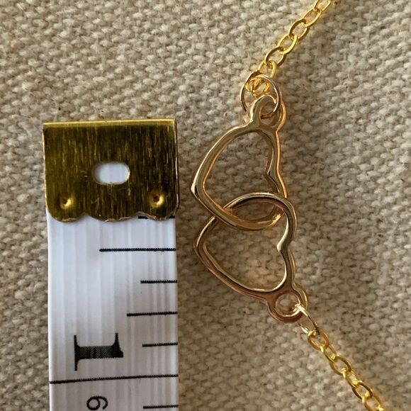 Double Interlocking Hearts Love Necklace in 14k Gold Vermeil in Gift Pouch - NEW - Picture 11 of 11